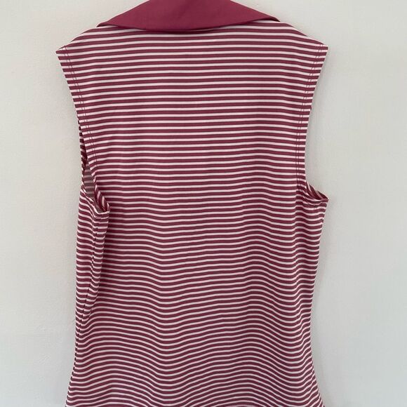 Sincerely Jules Woman's Pink Active Wear Sleeveless Polo Striped Golf Top xsmall - Picture 3 of 6